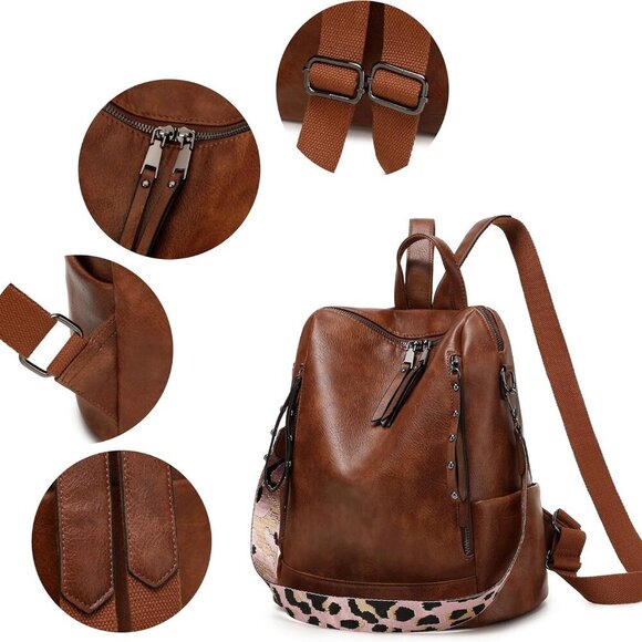 Vegan Leather Backpack Purse for Women Travel Work Casual Daypack Organizer main image 4